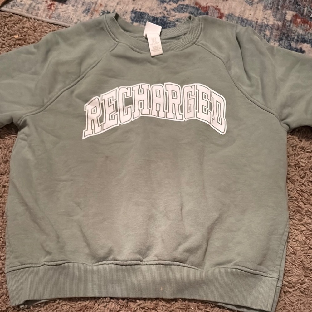 H&M Green Sweatshirt with White Print